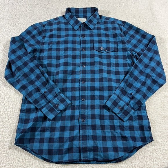 American Eagle Flannel Shirt Mens Large Blue Plaid Button Up NWT - Picture 1 of 11